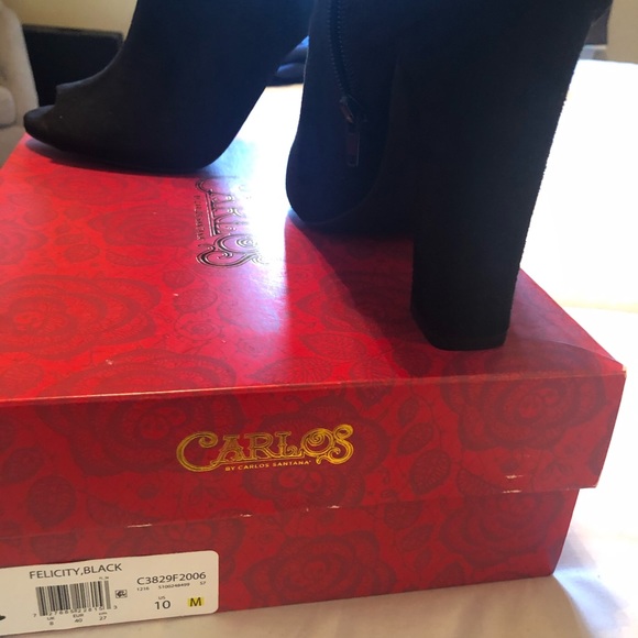 Black Suede Chunky Bootie - Picture 3 of 6